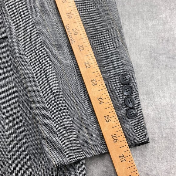 Stafford Executive Blazer Men 40 Black White Windowpane Plaid Hartmarx‎ Wool VTG - Picture 6 of 13